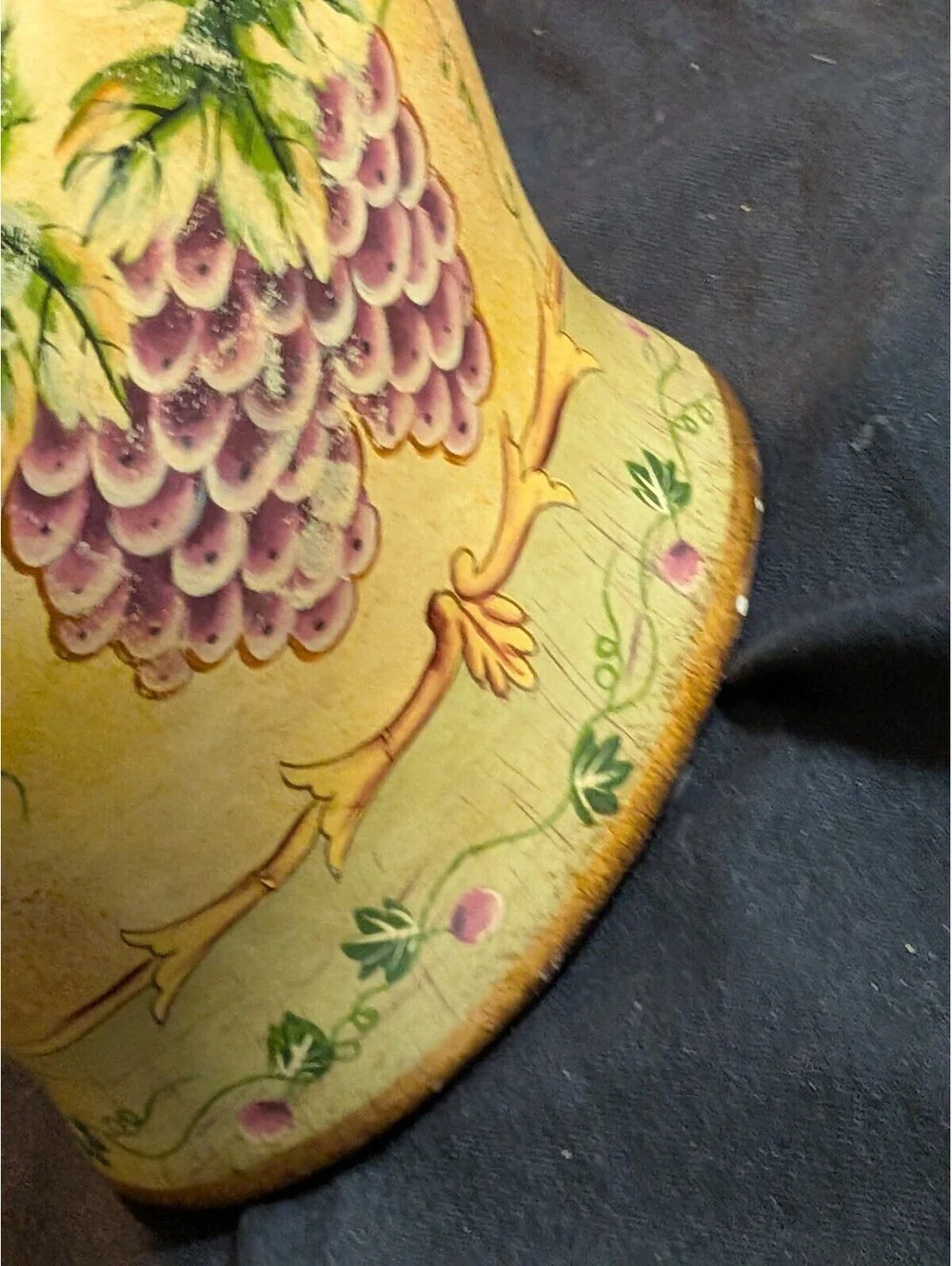 Vintage Hand Painted Decorative Vase Grapes Fruit Motif Rustic Home Decor